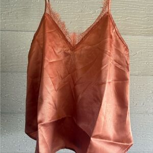 Silky Lace Trim Cami Top